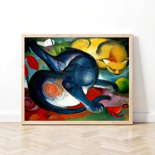 Poster Dois gatos, azul e amarelo por Franz Marc (Criador carregado)