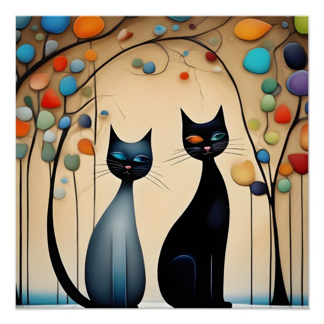 Pôster Dois Gatos Encantadores (Frente)