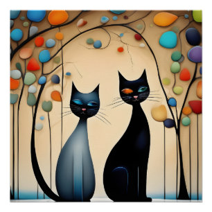 Pôster Dois Gatos Encharcados
