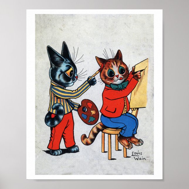 Poster Dois Gatos Pintores, Louis Wain (Frente)
