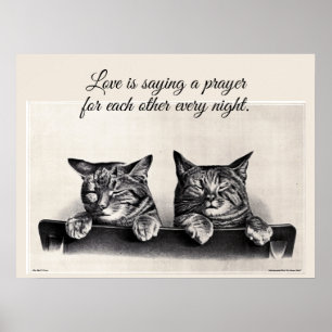 Poster Dois Gatos Sonolentos, Foto Vintage, O amor é...