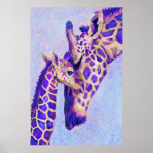 Poster Dois girafas roxos