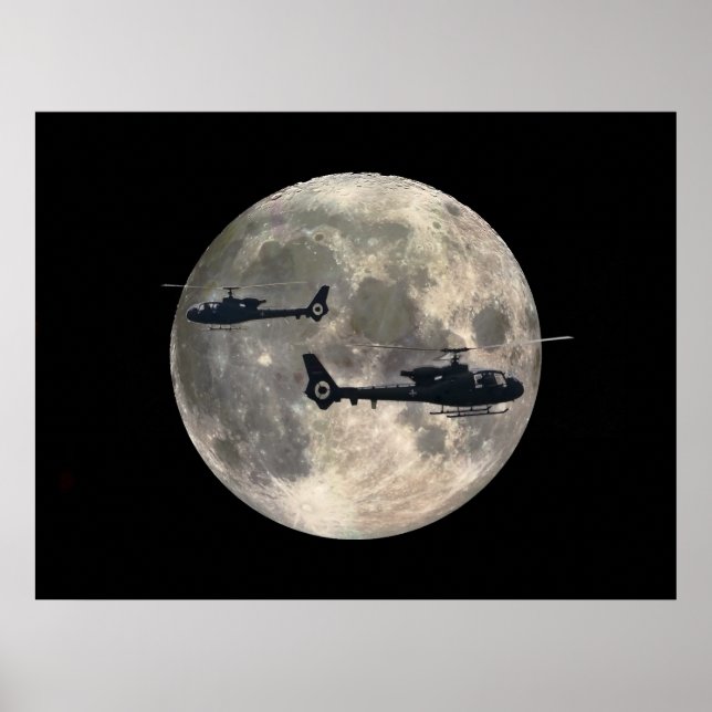 Pôster dois helicópteros silenciados por lua de cheio (Frente)