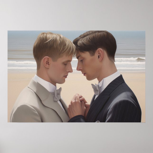 Poster Dois homens no casamento da praia (Frente)