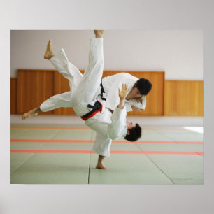 Pôster Dois homens que competem em um fósforo 3 do judo
