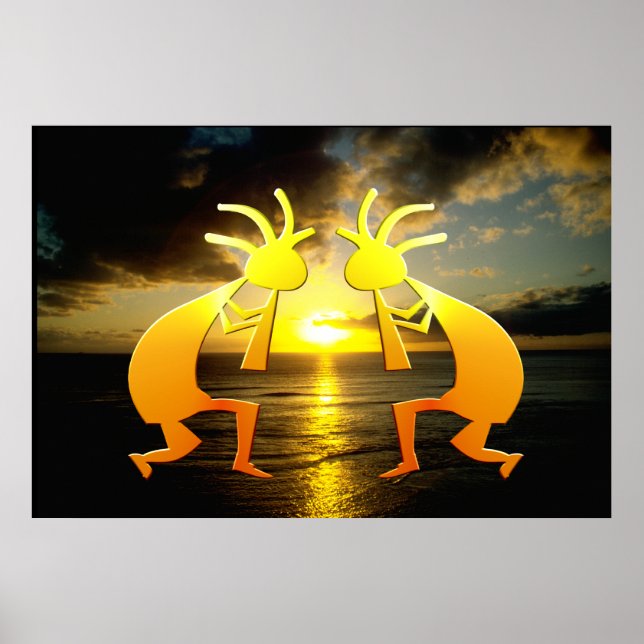 Pôster Dois Kokopellis no Sunset (Frente)