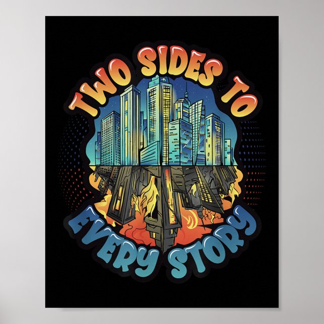 Poster Dois Lados A Cada Estória De Proteção Ambiental (Frente)