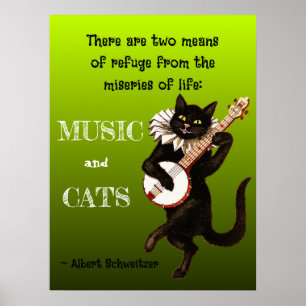Poster Dois Meios de Refúgio Música Gatos Schweitzer
