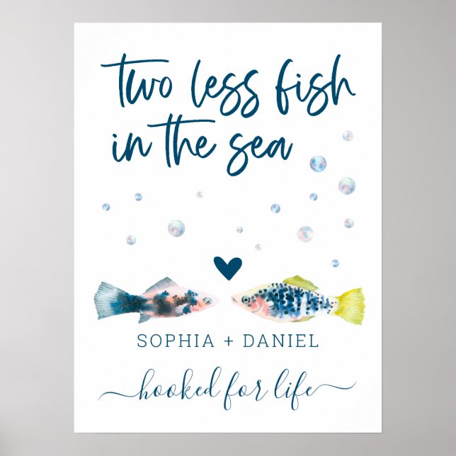 Poster Dois Menos Peixes No Mar Casamento Boas-Vindas 27x (Frente)