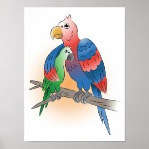 Poster Dois Papagaios Feliz Dia das Mães
