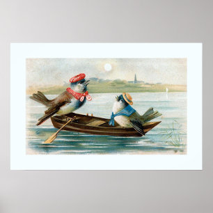 Poster Dois Pássaros em um Barco