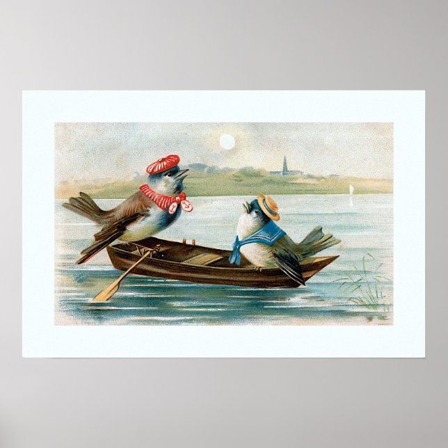 Poster Dois Pássaros em um Barco (Frente)