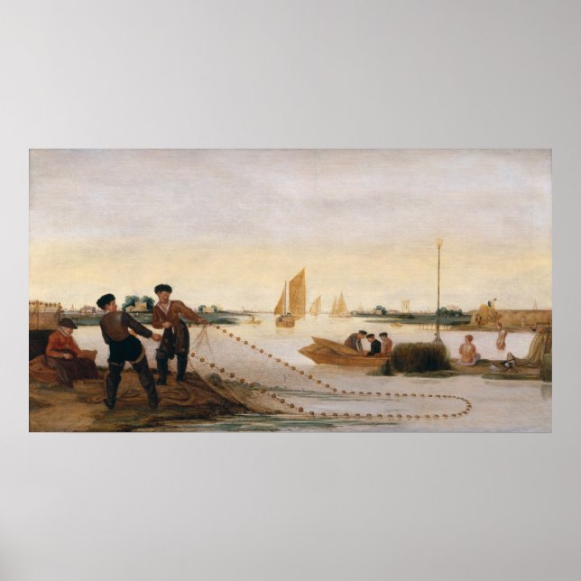 Poster Dois pescadores puxando em suas redes (Frente)