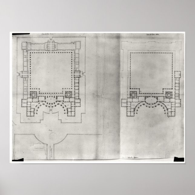 Poster Dois planos para o primeiro projeto do Louvre (Frente)
