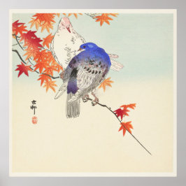 Poster Dois pombos no outono de Ohara Koson