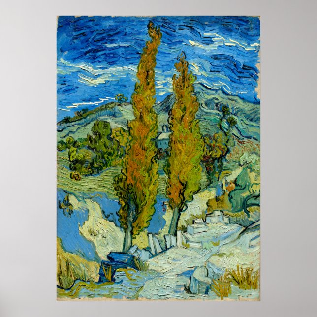 Poster Dois Poplars nos Alpilles - Vincent van Gogh (Frente)