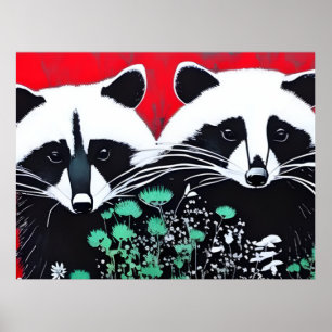 Poster Dois Raccoons