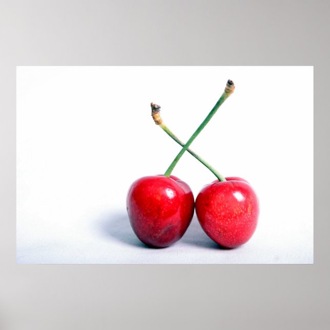 Poster Dois Red Cherries - Comida de fotografia (Frente)