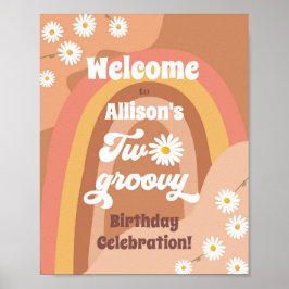 Poster Dois Retron Boas-vindas Hippie Daisy Birthday