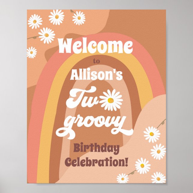 Poster Dois Retron Boas-vindas Hippie Daisy Birthday (Frente)