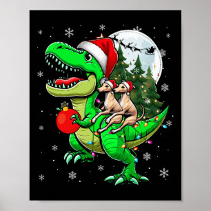 Poster Dois Tijolos Xmas Andando De Raça T-rex Crianças D