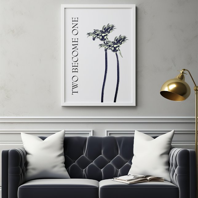 Pôster Dois Tornaram-Se Um Casamento Floral (Two Become One Wedding Print)