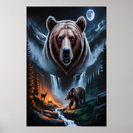 Poster Dois ursos na floresta escura 4