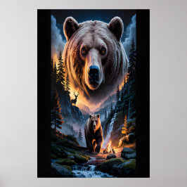 Poster Dois ursos na floresta escura 6