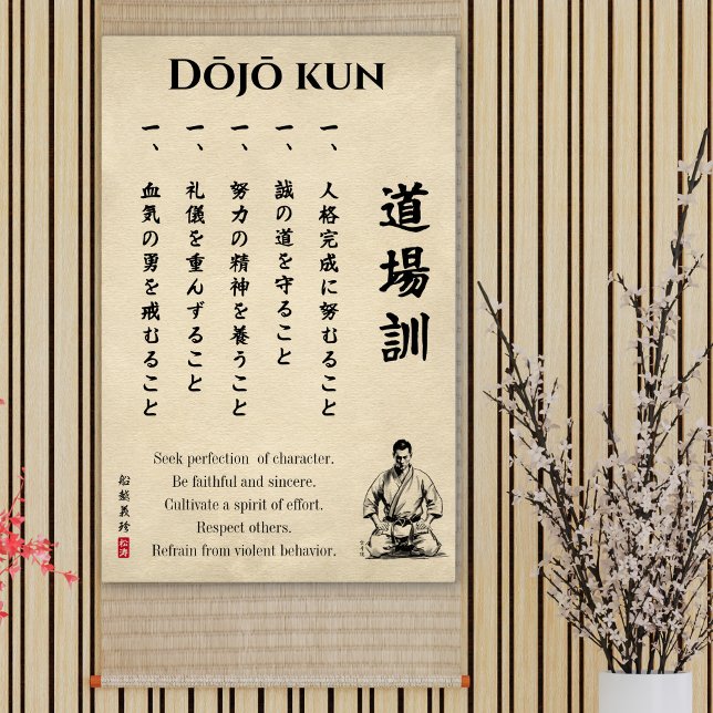 Poster Dojo Kun – Os Cinco Preceitos do Caratê (Criador carregado)