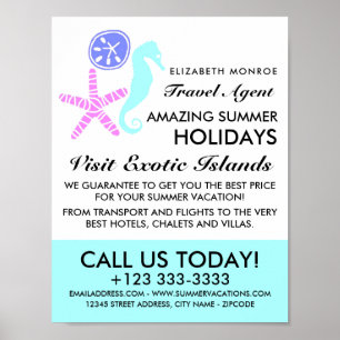 Poster Dólar de Areia, Estrela-do-Mar, Cavalo-Marinho, Ag