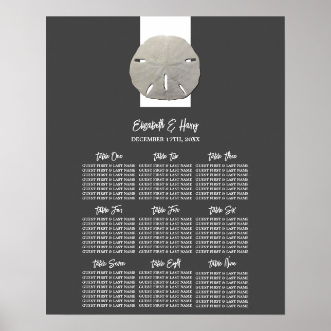 Poster Dólar de Areia Solitária, Carvão, Gráfico de Casam (Frente)