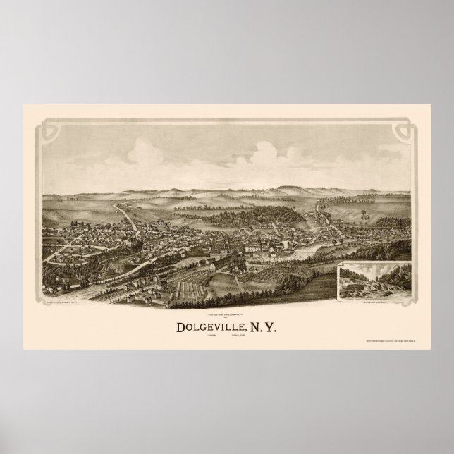 Poster Dolgeville, NY Panorâmica - 1890 (Frente)
