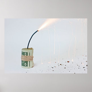 Poster Dollar Bomb on Light Background