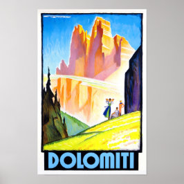 Poster Dolomites Itália viagens vintage