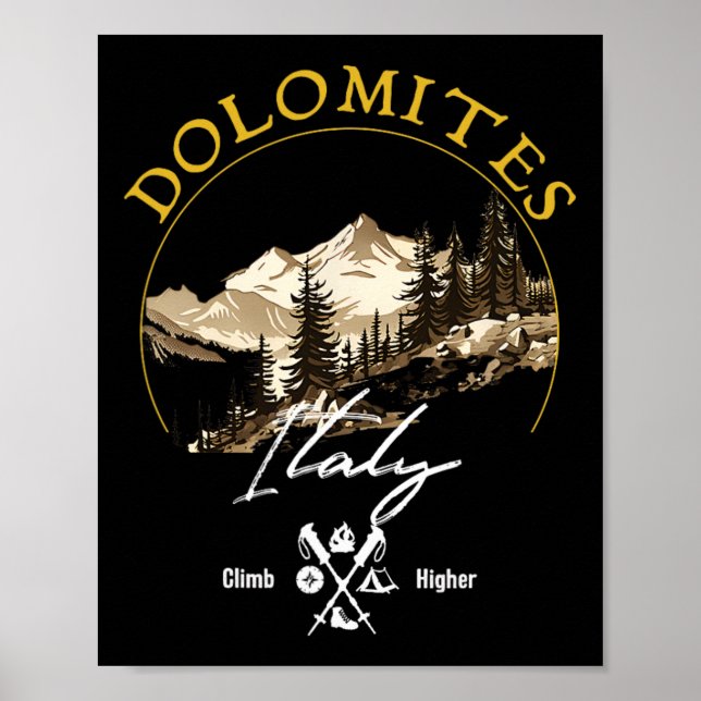 Poster Dolomites Retro Vintage Apparel - Dolomites Souven (Frente)