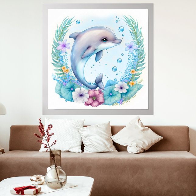 Poster Dolphin de flor selvagem personalizado personaliza (Criador carregado)