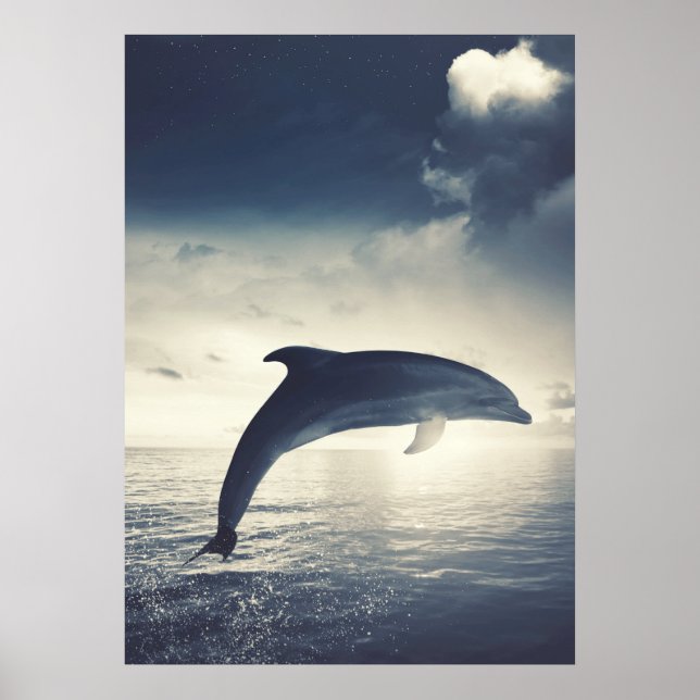 Poster Dolphin jumping out of water art (Frente)