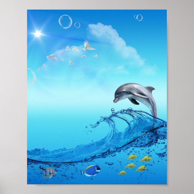 Poster Dolphin Wave Frutiger Aero (Frente)