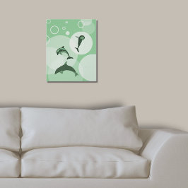 Poster Dolphins de Onda Verde-Turquesa