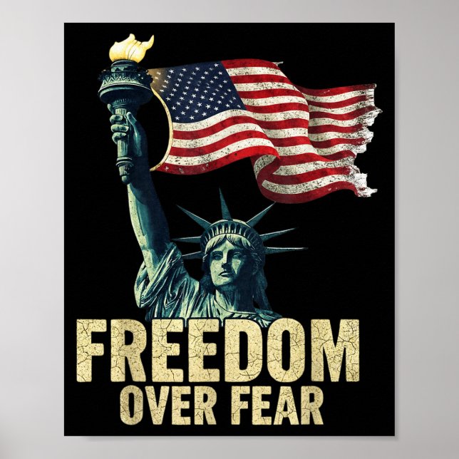 Poster Dom Over Fear Statue Of Liberty Flag Graphic  (Frente)