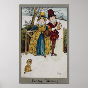 Poster Domingo de manhã, cartão do Victorian