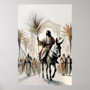 Poster Domingo de Ramos Jesus Montado em um Jumento Crist