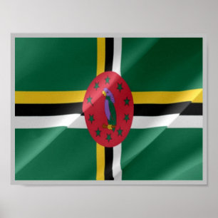 Poster Domínica - Bandeira Dominicana acenando -
