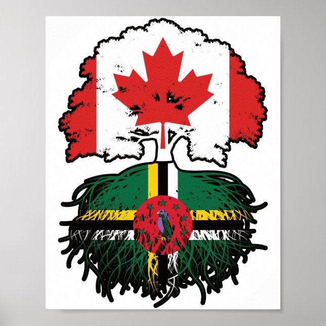 Poster Dominica Canadense Canada Tree Roots Flag (Frente)