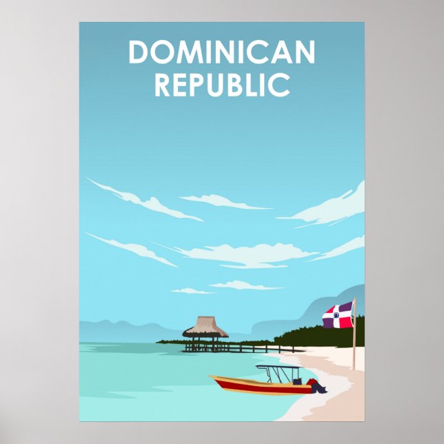 Poster Dominican Republic Caribbean Illustration Travel (Frente)
