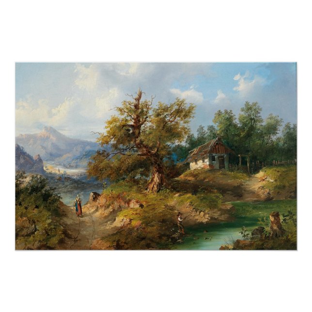 Pôster Dominik Schufried Uma Paisagem Montanhosa com... (Frente)