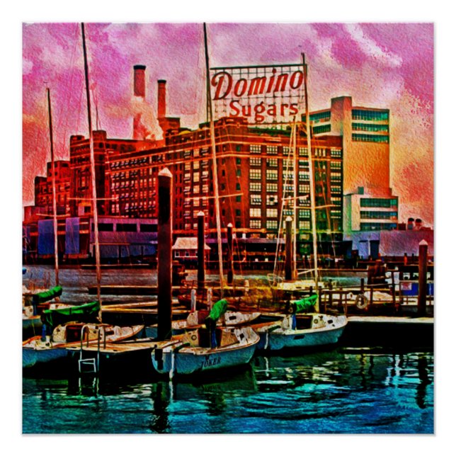Pôster Domino Sugars em Dawn, Baltimore, Maryland (Frente)