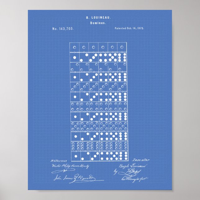 Poster Dominos 1873 Patent Art Blueprint (Frente)