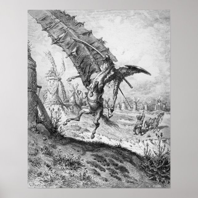 Poster Don Quixote e os Windmills (Frente)