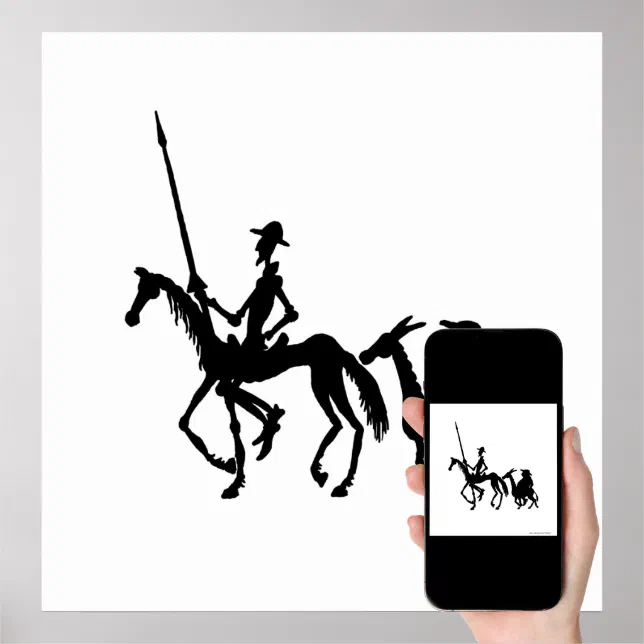 Poster Don Quixote E Sancho Panza Arte Negra E Branca Zazzle Brasil